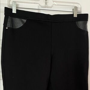 DKNY Black Women's Leggings with Faux Leather Accents